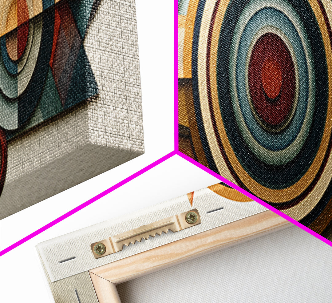 Concentric Circles and Triangles Framed Canvas Print, Sacred Geometry Art, Abstract Art Print, Living Room Decor, Geometry, SGA-3x1-73