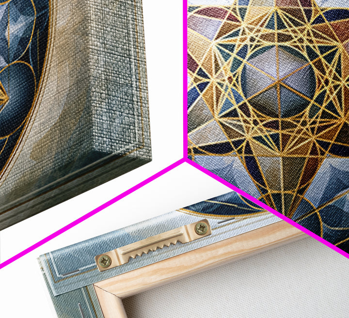Metatron Cube with Celestial Background Framed Canvas Print, Sacred Geometry Art, Digital Art, Living Room Decor, Oil Painting, SGA-3x2-55