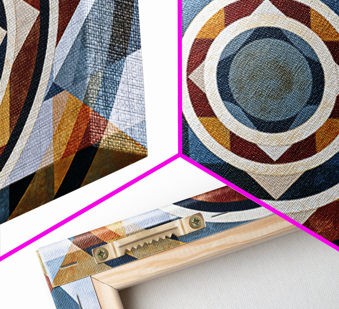 Concentric Circles and Triangles Canvas Print, Sacred Geometry Art, Wabi Sabi Art, Living Room Decor, Oil Painting, Geometry, SGA-3x2-61
