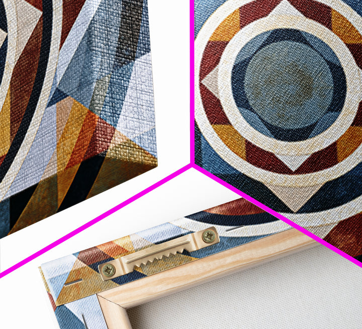 Concentric Circles and Triangles Canvas Print, Sacred Geometry Art, Wabi Sabi Art, Living Room Decor, Oil Painting, Geometry, SGA-3x2-61