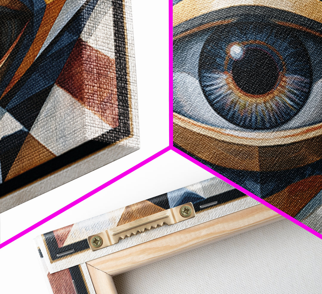 Cosmic Eye Inside Geometric Frame Framed Canvas Print, Sacred Geometry Art, Living Room Decor, Abstract Art, Geometry, SGA-3x2-95