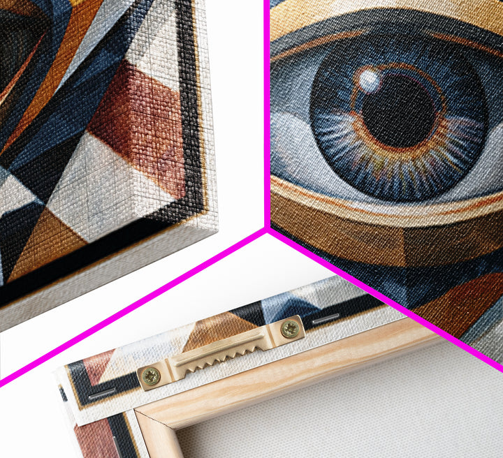 Cosmic Eye Inside Geometric Frame Framed Canvas Print, Sacred Geometry Art, Living Room Decor, Abstract Art, Geometry, SGA-3x2-95