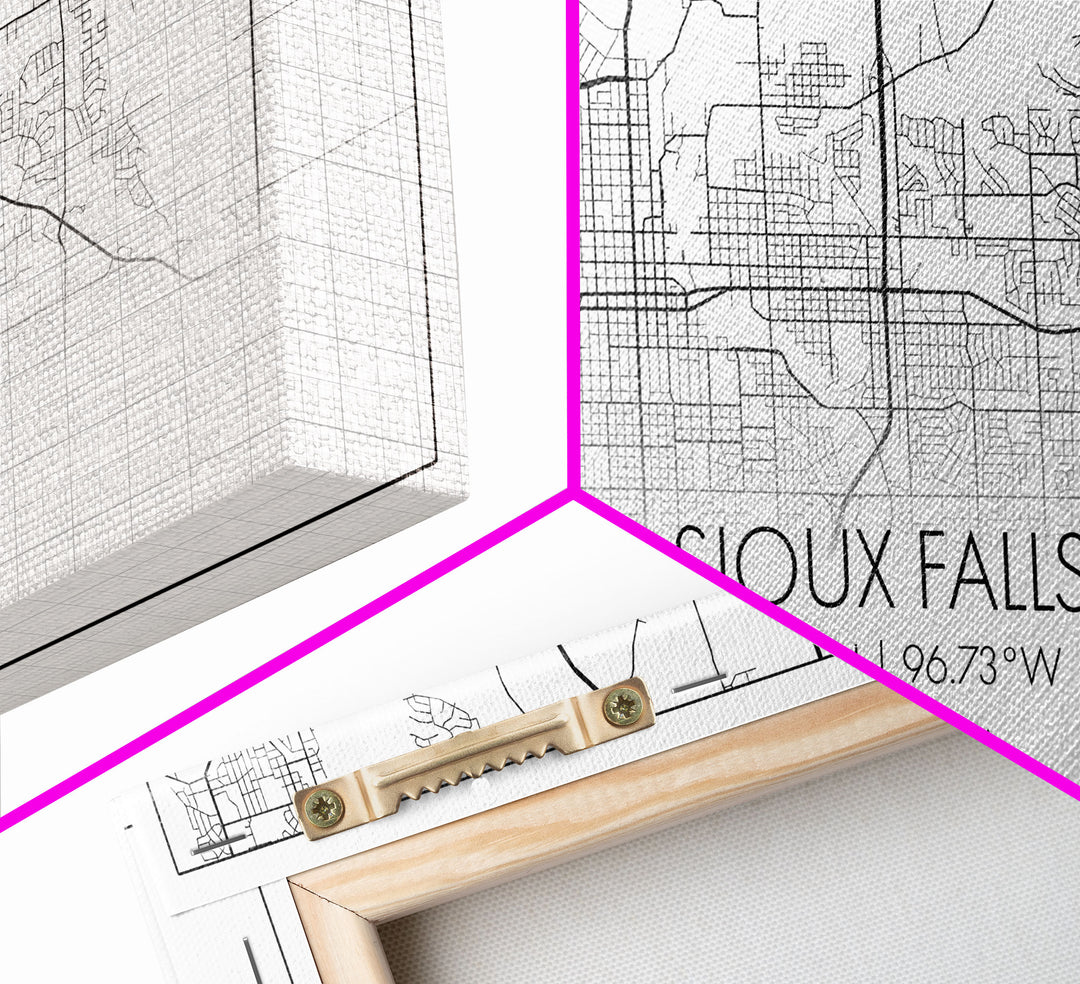 Sioux Falls City Map, South Dakota Art, Map Print, Modern Wall Art, Wall Art, Canvas Art, Large Wall Art, Unique Wall Décor, Office Prints