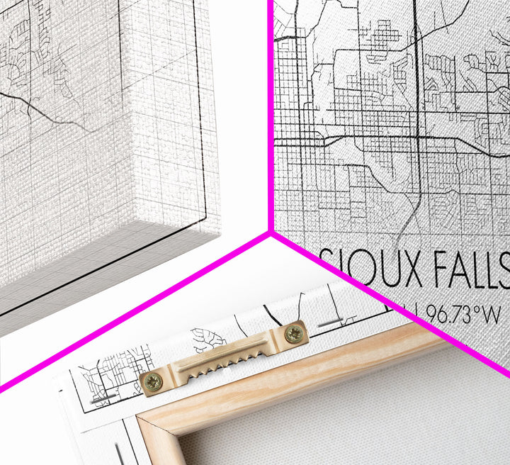 Sioux Falls City Map, South Dakota Art, Map Print, Modern Wall Art, Wall Art, Canvas Art, Large Wall Art, Unique Wall Décor, Office Prints