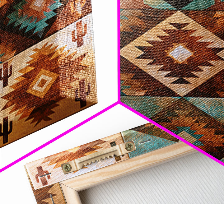 Navajo Geometric Pattern Framed Canvas Print, Southwestern Art, Western Wall Art, Southwestern Decor, Abstract Art, Mesa, SOU-1x1-52