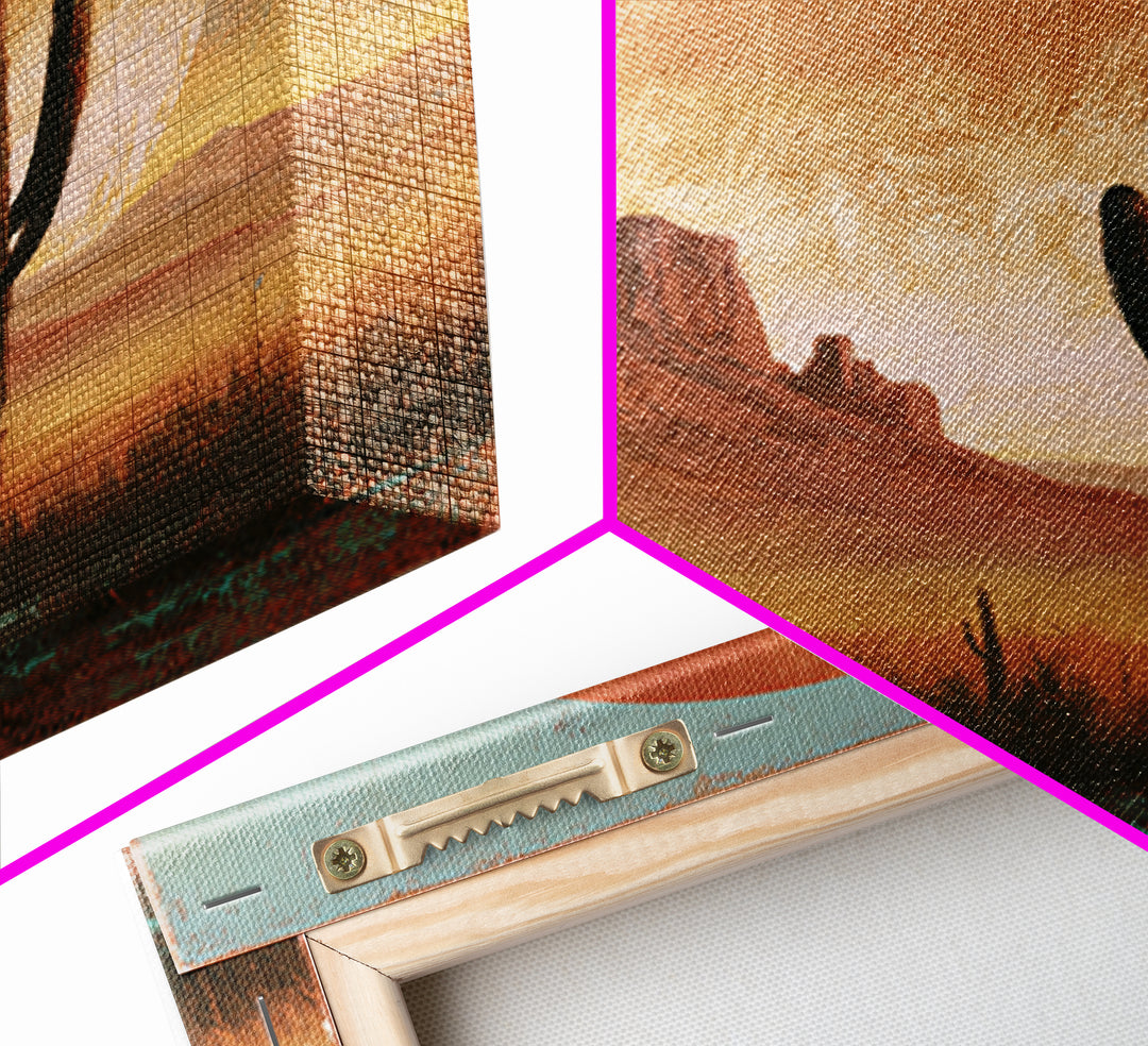 Saguaro Cactus under Enormous Sunset Framed Canvas Print, Southwestern Art, Fine Art Print, Southwestern Decor, Fine Art, Mesa, SOU-1x1-74