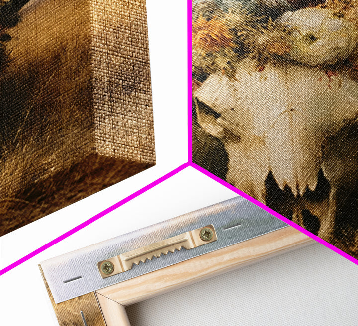 Cow Skull with Desert Flowers and Feathers Canvas Print, Southwestern Art, Wall Decor, Southwestern Decor, Oil Painting, Mesa, SOU-1x1-99