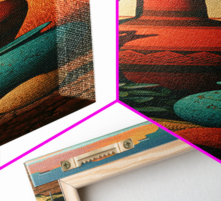 Pueblo Pottery Still Life Canvas Print, Southwestern Art, Landscape Art, Southwestern Decor, Fine Art, Mesa, Statement Artwork, SOU-1x3-59