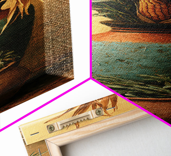 Pueblo Pottery Still Life Framed Canvas Print, Southwestern Art, Antique Oil Painting, Southwestern Decor, Fine Art, Mesa, SOU-1x3-83