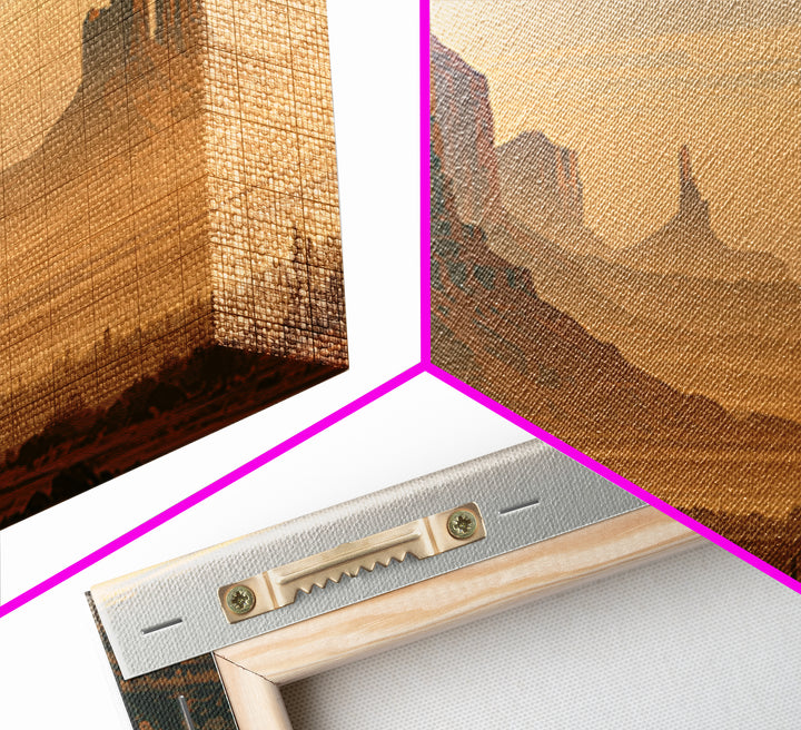 Monument Valley Silhouette Framed Canvas Print, Southwestern Art, Minimalist Decor, Southwestern Decor, Oil Painting, Mesa, SOU-2x1-30