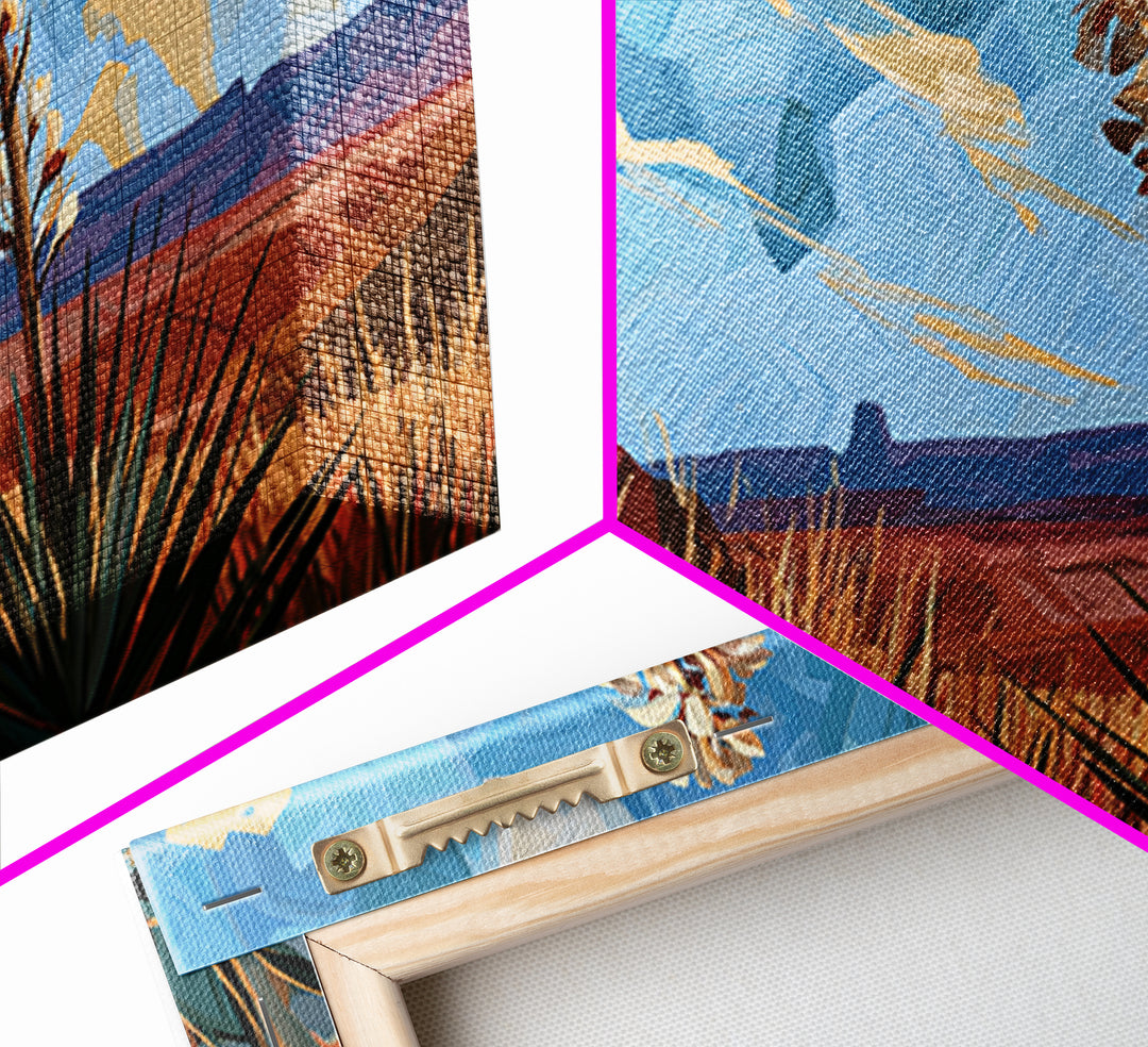 Yucca Blooms Against Clear Blue Sky Framed Canvas Print, Southwestern Art, Art, Southwestern Decor, Mesa, Boho Wall Decor, SOU-2x1-40