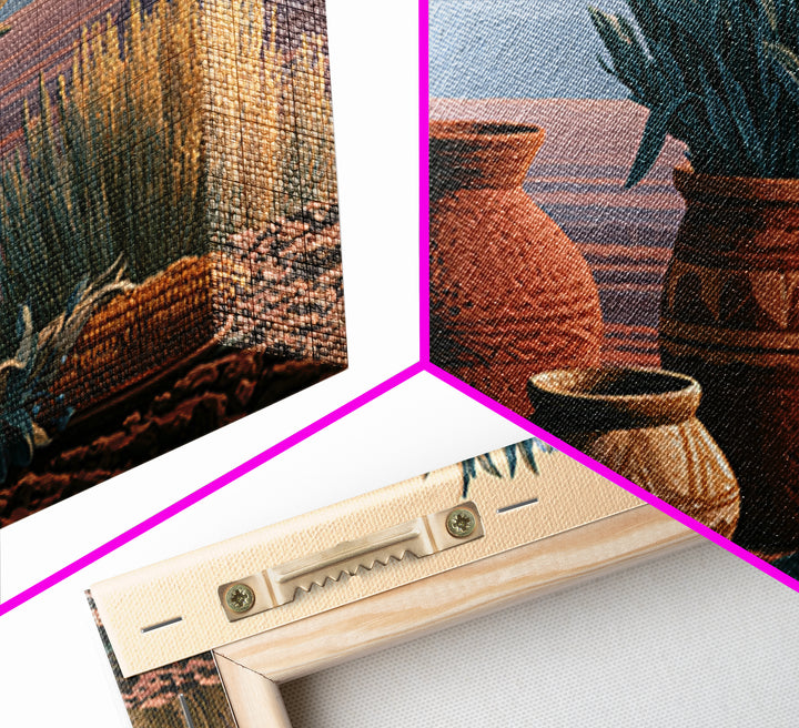 Pueblo Pottery Still Life Framed Canvas Print, Southwestern Art, Prints Wall Art, Southwestern Decor, Fine Art, Mesa, SOU-2x1-91