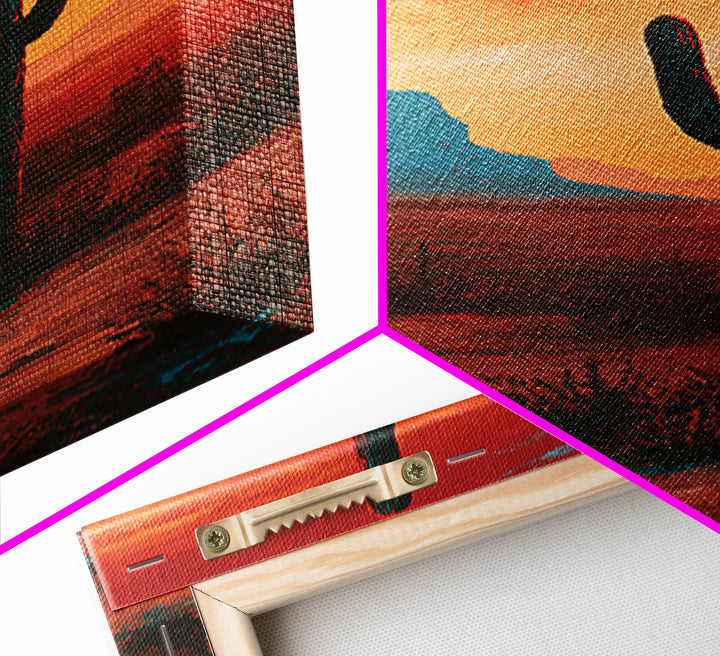 Saguaro Cactus under Enormous Sunset Canvas Print, Southwestern Art, Contemporary Art, Southwestern Decor, Fine Art, Mesa, SOU-2x3-10