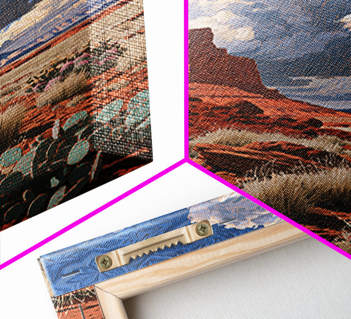 Desert Storm Clouds Framed Canvas Print, Southwestern Art, Boho Wall Decor, Southwestern Decor, Mesa, Antique Oil Painting, SOU-2x3-20