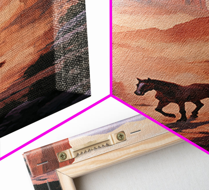 Wild Mustang Running Through Dusty Canyon Canvas Print, Southwestern Art, Printable Art, Southwestern Decor, Fine Art, Mesa, SOU-2x3-62