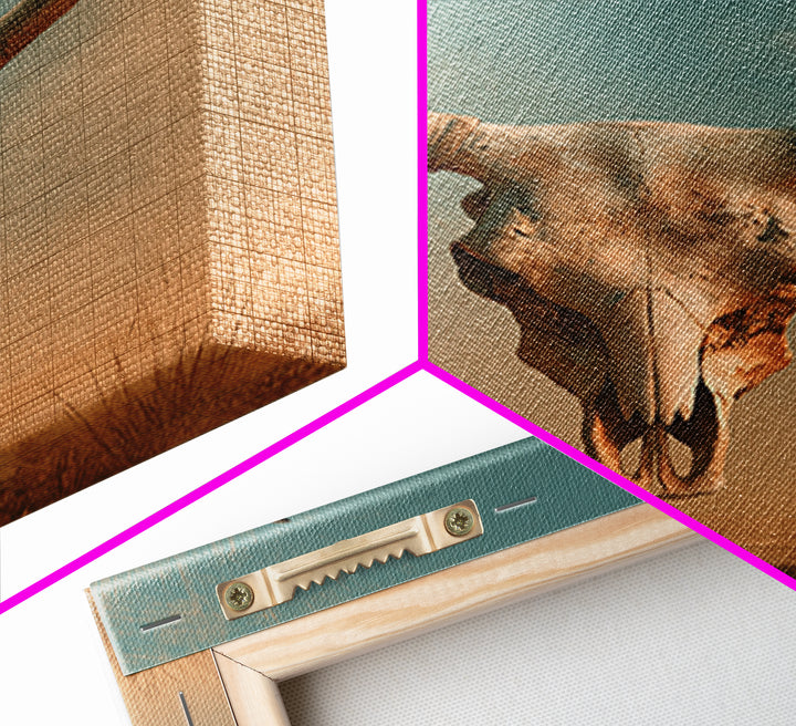 Sun Bleached Longhorn Skull Still Life Canvas Print, Southwestern Art, Tapestry Wall Art, Southwestern Decor, Fine Art, Mesa, SOU-2x3-65