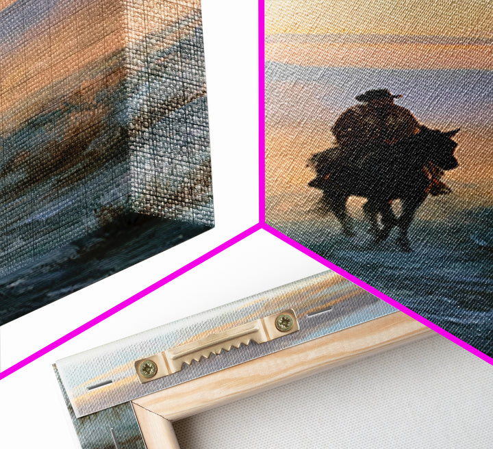 Horse Rider Crossing Desert at Dusk Canvas Print, Southwestern Art, Native American Art, Southwestern Decor, Fine Art, Mesa, SOU-2x3-99