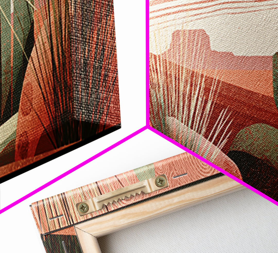 Tribal Blanket Abstract Without Sacred Copying Canvas Print, Southwestern Art, Antique Oil Painting, Southwestern Decor, Mesa, SOU-3x1-54