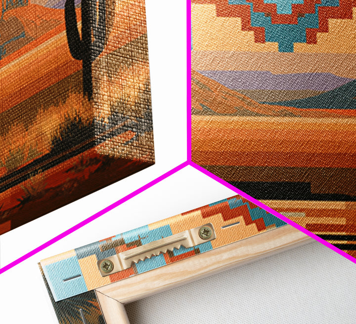 Navajo Geometric Pattern Canvas Print, Southwestern Art, Western Art, Southwestern Decor, Fine Art, Mesa, Textured Painting, SOU-3x2-32