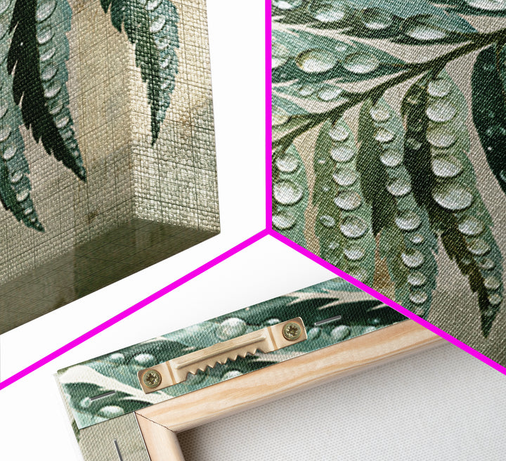 Fern Leaf Closeup Framed Canvas Print, Spa Art, Dog Wall Art, Spa Decor, Watercolor Art, Serenity, Dog Canvas, SPA-1x1-11