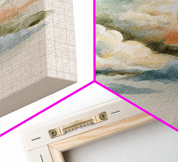 Soft Cloudscape in Cream and Sage Canvas Print, Spa Art, Wildlife Wall Art, Spa Decor, Watercolor Art, Serenity, SPA-1x1-13