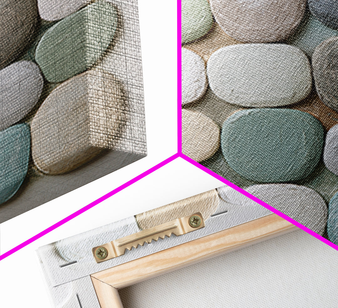 Pebble Texture Abstract Framed Canvas Print, Spa Art, Fashion Wall Art, Spa Decor, Abstract Art, Serenity, Modern Decor, SPA-1x1-39