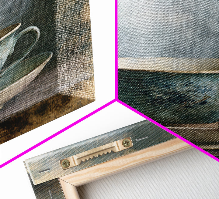 Tea Bowl and Steam Still Life Framed Canvas Print, Spa Art, Esthetician Decor, Spa Decor, Fine Art, Serenity, Room Decor, SPA-1x1-70