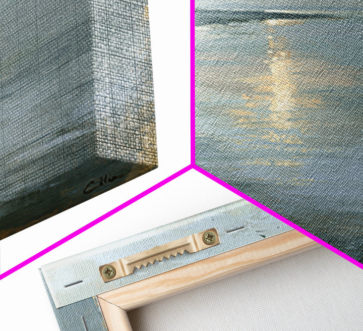 Moonlit Lake Reflection Framed Canvas Print, Spa Art, Tarot Card Art, Spa Decor, Fine Art, Serenity, Textured Painting, SPA-1x1-71