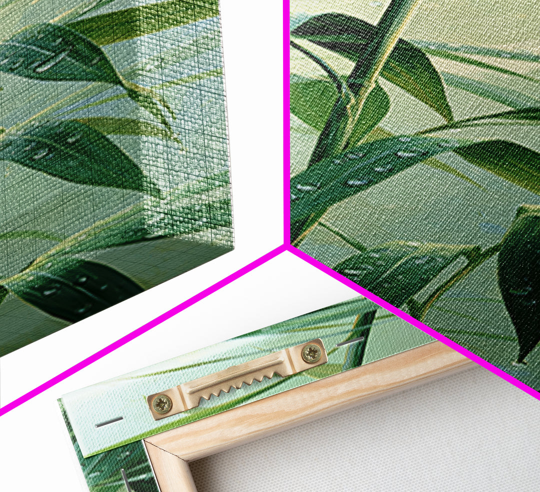 Rain on Leaves Canvas Print, Spa Art, Printable Wall Art, Spa Decor, Serenity, Feminine Wall Art, Fine Art Photography, SPA-1x3-28