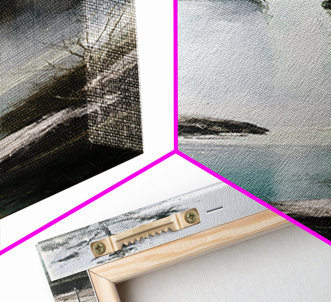 Serene Waterfall with Mist Framed Canvas Print, Spa Art, Hair Salon Wall Art, Spa Decor, Oil Painting, Serenity, SPA-1x3-30