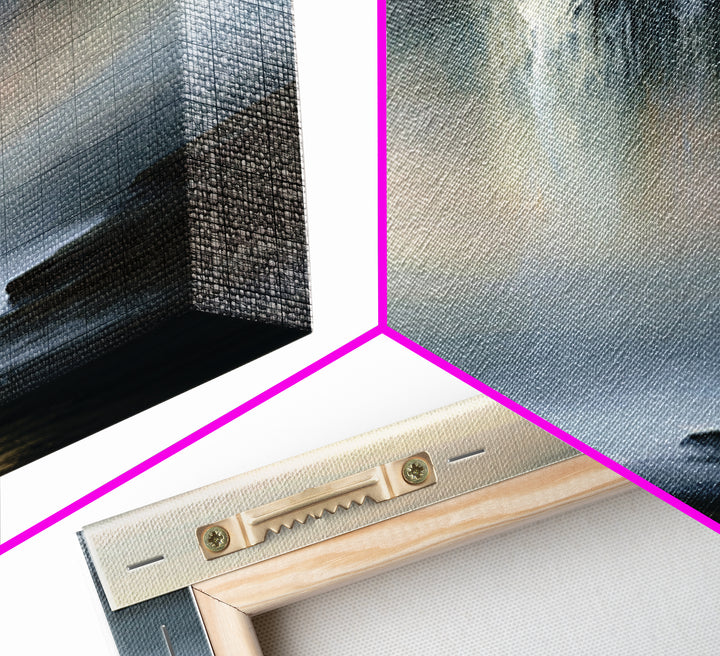 Serene Waterfall with Mist Framed Canvas Print, Spa Art, Hair Salon Wall Art, Spa Decor, Oil Painting, Serenity, SPA-1x3-54
