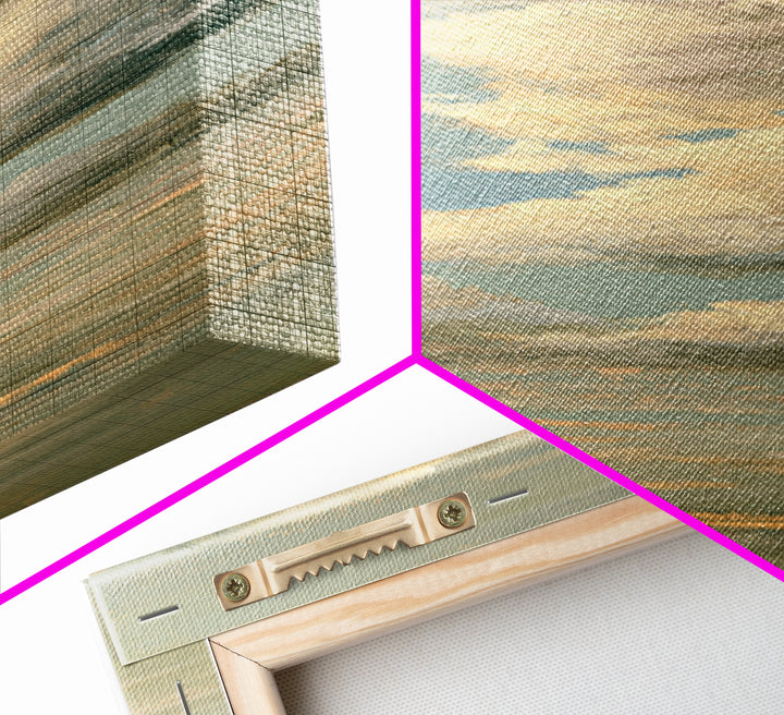 Soft Cloudscape in Cream and Sage Canvas Print, Spa Art, Boho Decor, Spa Decor, Oil Painting, Serenity, Printable Art, SPA-1x3-97