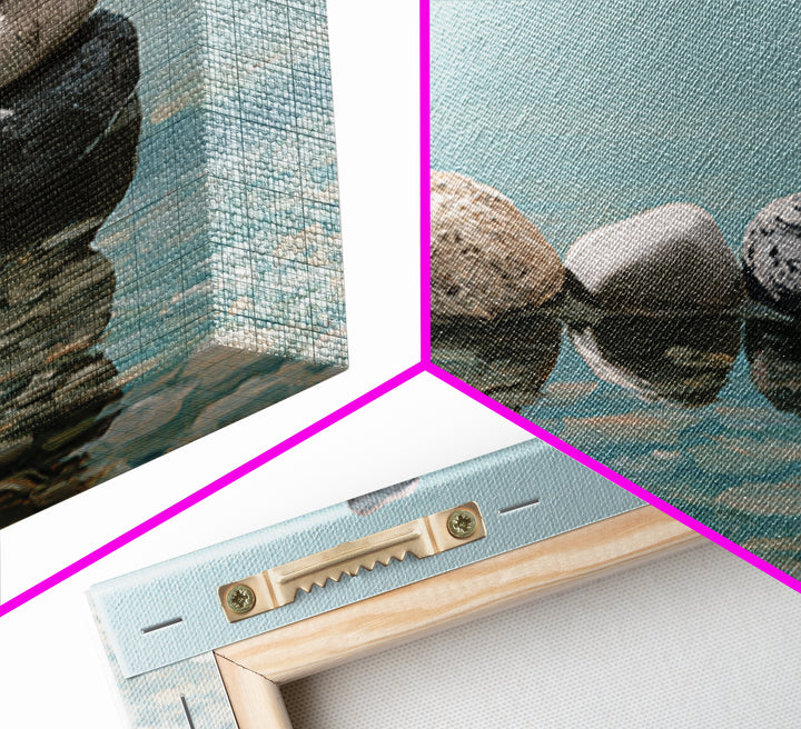 Stacked Stones Beside Calm Water Canvas Print, Spa Art, Black Woman Art, Spa Decor, Oil Painting, Serenity, Modern Home Decor, SPA-2x1-21