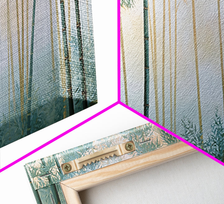 Misty Bamboo Forest Framed Canvas Print, Spa Art, Botanical Art, Spa Decor, Oil Painting, Serenity, Fashion Wall Art, SPA-2x1-25
