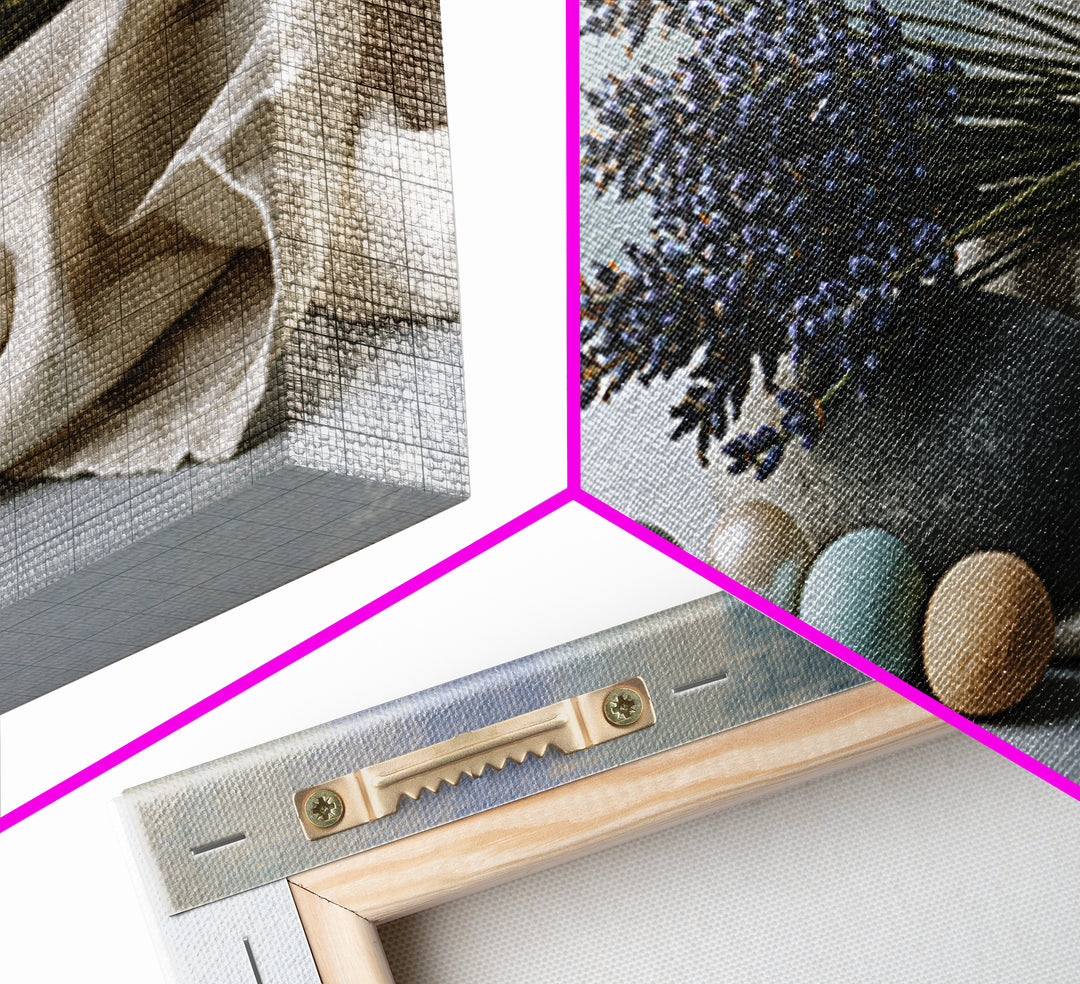 Lavender Bundle with Soft Shadow Framed Canvas Print, Spa Art, Boho Decor, Spa Decor, Oil Painting, Serenity, Printable Art, SPA-2x1-27
