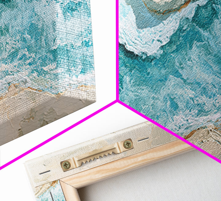 Blue Lagoon Water Seen from Above Framed Canvas Print, Spa Art, Art, Spa Decor, Serenity, Abstract Print, Minimalist Art, SPA-2x1-40
