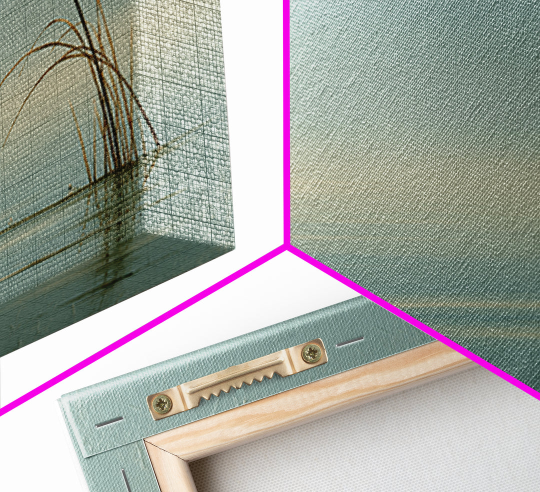 Moonlit Lake Reflection Framed Canvas Print, Spa Art, Botanical Art, Spa Decor, Oil Painting, Serenity, Fashion Wall Art, SPA-2x1-43