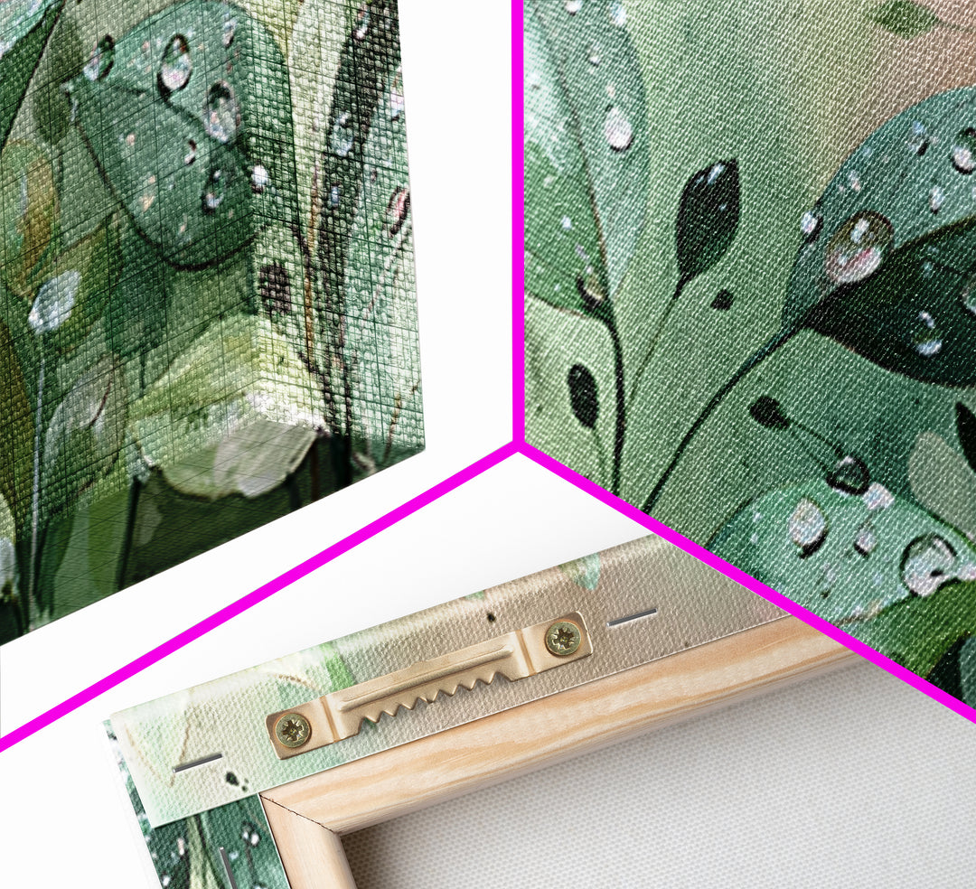 Rain on Leaves Framed Canvas Print, Spa Art, Black Woman Art, Spa Decor, Oil Painting, Serenity, Modern Home Decor, SPA-2x1-60
