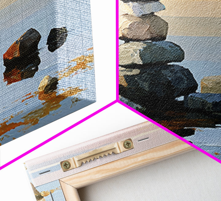 Stacked Stones Beside Calm Water Canvas Print, Spa Art, Animal Art, Spa Decor, Fine Art, Serenity, Gallery Decor, Neutral Decor, SPA-2x1-69