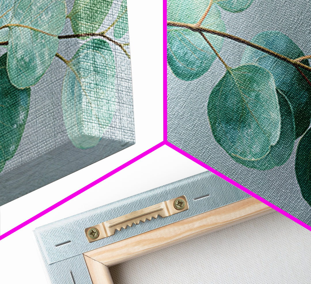 Eucalyptus Branch in Soft Green Watercolor Canvas Print, Spa Art, Dog Canvas, Spa Decor, Fine Art, Serenity, Art Print, SPA-2x1-71