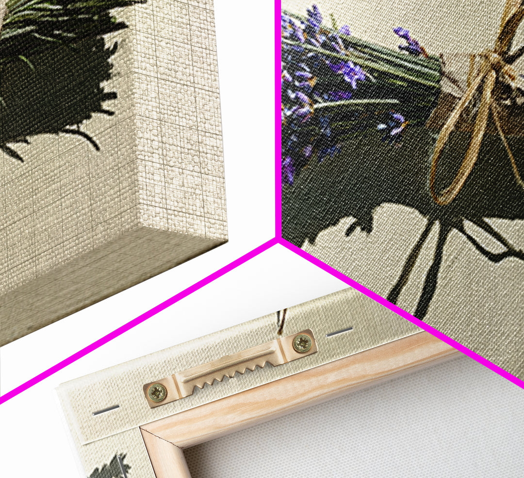 Lavender Bundle with Soft Shadow Framed Canvas Print, Spa Art, Art Print, Spa Decor, Fine Art, Serenity, Botanical Art, SPA-2x1-75