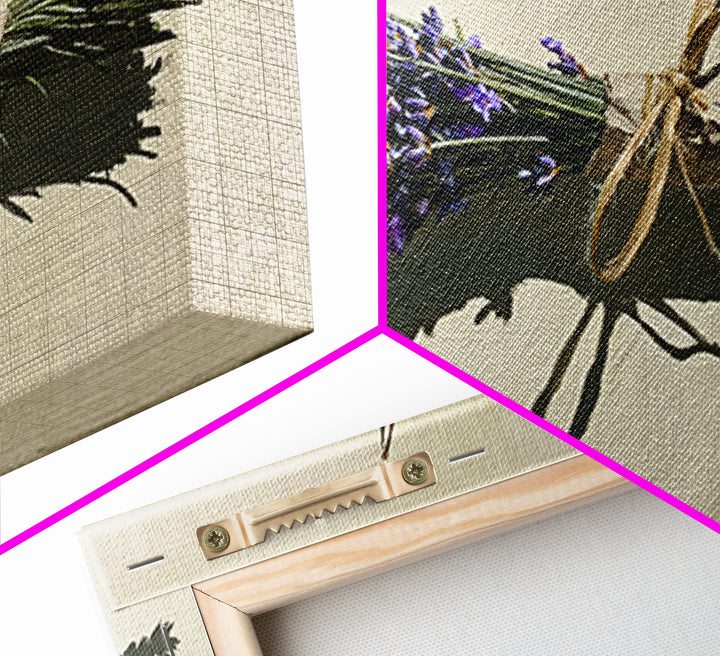 Lavender Bundle with Soft Shadow Framed Canvas Print, Spa Art, Art Print, Spa Decor, Fine Art, Serenity, Botanical Art, SPA-2x1-75