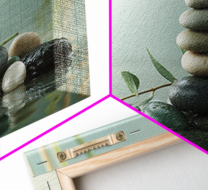 Stacked Stones Beside Calm Water Canvas Print, Spa Art, Animal Art, Spa Decor, Fine Art, Serenity, Gallery Decor, Neutral Decor, SPA-2x1-93