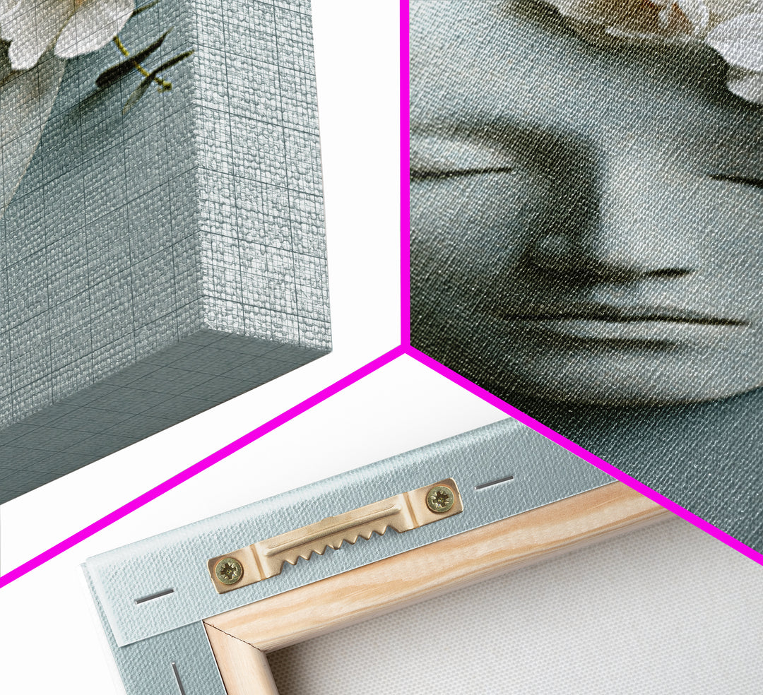 Minimal Face with Closed Eyes and Flowers Canvas Print, Spa Art, Home Decor, Spa Decor, Fine Art, Serenity, Dog Wall Art, SPA-2x3-27