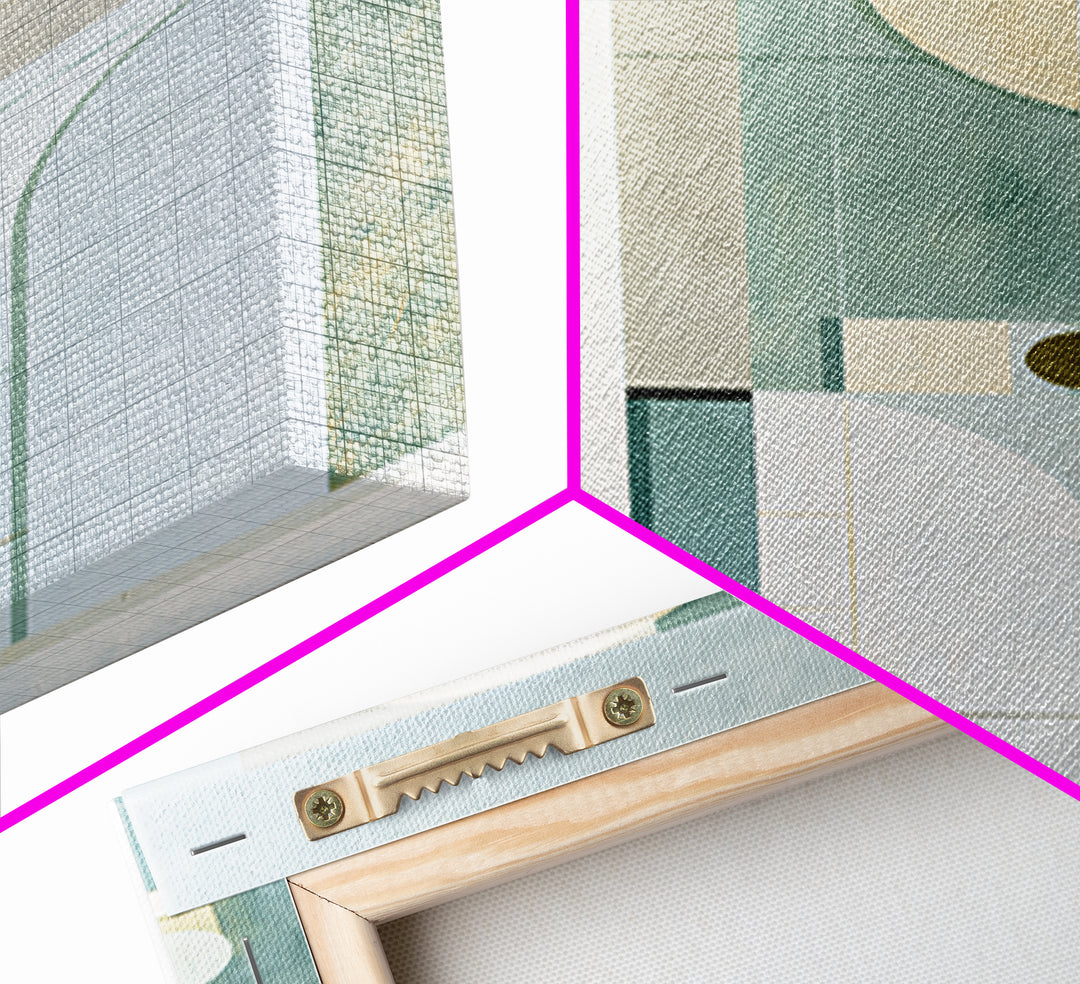 Sage and Ivory Geometric Calm Composition Framed Canvas Print, Spa Art, Abstract Print, Spa Decor, Abstract Art, Serenity, SPA-2x3-53
