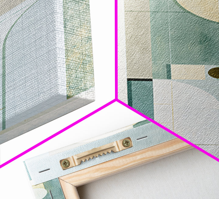 Sage and Ivory Geometric Calm Composition Framed Canvas Print, Spa Art, Abstract Print, Spa Decor, Abstract Art, Serenity, SPA-2x3-53