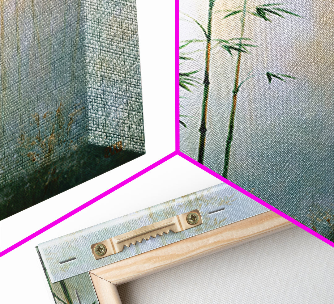 Misty Bamboo Forest Framed Canvas Print, Spa Art, Salon Decor, Spa Decor, Oil Painting, Serenity, Statement Artwork, Boho Decor, SPA-2x3-85