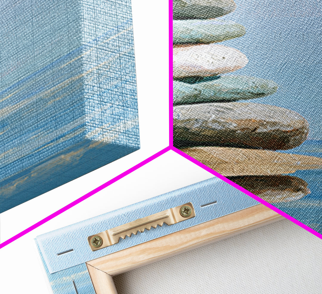 Stacked Stones Beside Calm Water Canvas Print, Spa Art, Travel Poster, Spa Decor, Fine Art, Serenity, Salon Decor, City Art, SPA-2x3-9