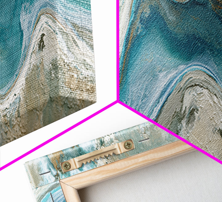 Blue Lagoon Water Seen from Above Framed Canvas Print, Spa Art, Teen Girl Room Decor, Spa Decor, Serenity, Luxury Decor, SPA-3x1-12