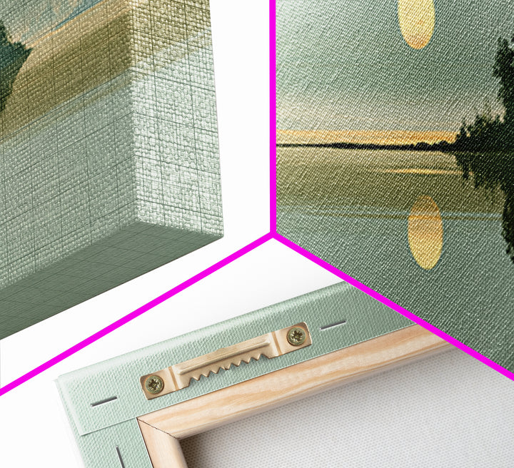 Moonlit Lake Reflection Framed Canvas Print, Spa Art, Gallery Decor, Spa Decor, Fine Art, Serenity, Wall Art, Home Decor, SPA-3x1-15